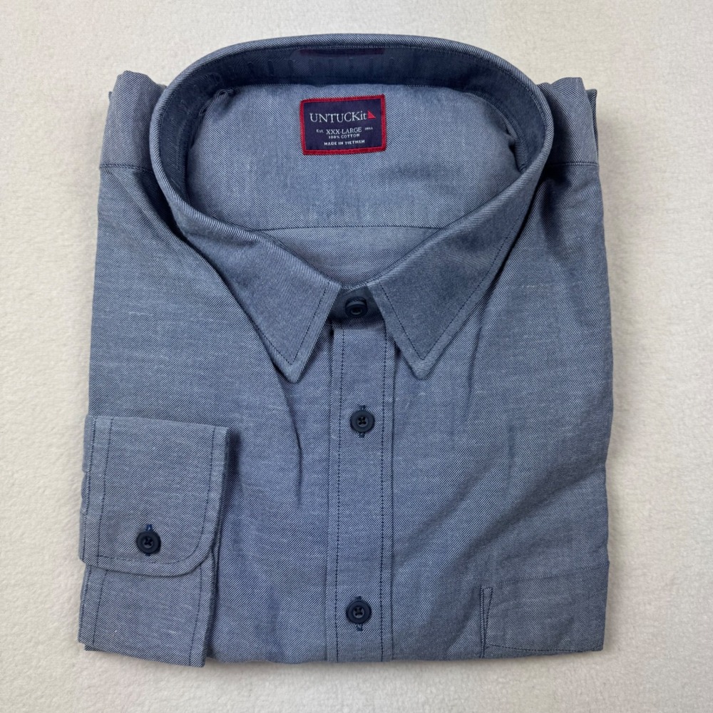 UNTUCKit Fortana XXX-Large Mens Blue Cotton Long‎ Sleeve Button Down Shirt